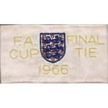 FA CUP FINAL 1966 Official FA Cup Final Tie 1966 armband issued to photographer George Freston which