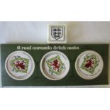 FOOTBALL MISCELLANY Six ceramic coffee mats (with cork bases) from the Welsh FA possibly 1980's /