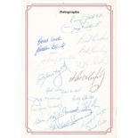 SIGNED MENU Sportsmans Dinner Menu dated 2/3/87, signed on back by approximately 16, including Bob