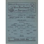 WEST HAM / CHELSEA West Ham v Chelsea 6 Oct 1945. Single sheet programme. Team changes and numbers