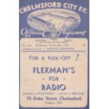 CHELMSFORD / ARSENAL Programme Chelmsford v Arsenal Reserves (Friendly) 5 Oct 1938. Good