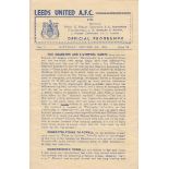 LEEDS UNITED Official 4 page home programme v. Huddersfield Town 5/10/1946 with horizontal creases