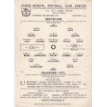BRENTFORD - BRADFORD CITY AT ARSENAL 55 Arsenal single sheet programme, Brentford v Bradford City,