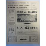 NANTES - CELTIC 1966 Official programme, Nantes v Celtic, 30/11/66, European Cup four page issue