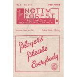 NOTTINGHAM FOREST / CHELSEA Forest v Chelsea 1 Sept 1945, 4 page programme 1st match after the 2nd