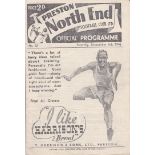 ARSENAL Programme for the away League match v. Preston North End 9/11/1946. Good