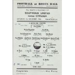 SOUTHEND - CHELSEA 56-YOUTH CUP Single sheet Southend home programme v Chelsea, 3/11/56, FA Youth