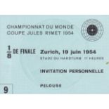 WORLD CUP 1954 VIP Invitation ticket for World Cup 54 Quarter Final, 19/6/54 in Zurich, Austria v