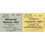 TICKETS -MIDDLESBROUGH - MAN UTD Two tickets for FA Cup games , both Middlesbrough v Manchester