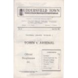 ARSENAL Programme for the away League match v. Huddersfield Town 7/4/1947. Good