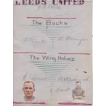 LEEDS UNITED 1927/28 Album page signed by 11 players, front and back. Includes Menzies, Edwards,