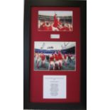 1966 WORLD CUP / ENGLAND AUTOGRAPHS A 31" X 18" framed and glazed mount with a colour photograph