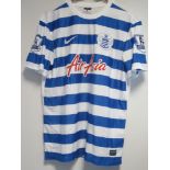 MATCH WORN SHIRT / ANTON FERDINAND / QUEEN'S PARK RANGERS Blue and white hoops short sleeve shirt