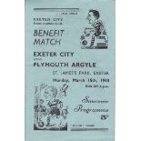 EXETER - PLYMOUTH 1948 Scarce four page programme, Exeter v Plymouth, 15/3/48, Ebdon, Angus