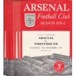 ARSENAL Eight programmes for home Reserve team matches in season 1951/2 v, Portsmouth, Plymouth,