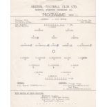 ARSENAL Official single sheet programme for the home Youth Cup match v. Ford United 28/11/1961