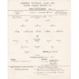 ARSENAL V. TOTTENHAM HOTSPUR 1962 Official single sheet programme for the South East Counties League