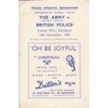 BLACKBURN The Army v British Police at Blackburn, programme dated 16 Nov 1955. Score, scorers,