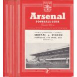 ARSENAL Eleven programmes for home Reserve team matches in 1953/4 v. Fulham, Reading, Norwich,