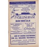 GILLINGHAM - ROCHDALE CUP Gillingham home programme v Rochdale, 15/12/51, FA Cup, pencil score on