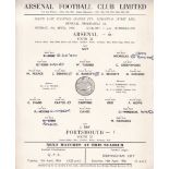 ARSENAL Official small single sheet programme for the home South East Counties League Cup Semi-Final