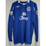 MATCH WORN SHIRT / JOLEON LESCOTT / EVERTON Blue long sleeve Everton home shirt from season 2008/09.