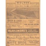 WOLVES / CHELSEA Programme Wolverhampton v Chelsea 6 Jan 1934. Lacks staples due to rust and has a