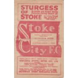 TOTTENHAM HOTSPUR Programme for the away FA Cup tie v. Stoke City 7/1/1950, horizontal fold and