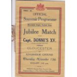 GLOUCESTER RUGBY 1924 VIP issue Gloucester Rugby programme, Gloucester Jubilee match, 13/11/1924,