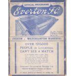 EVERTON - WOLVES 1938 Everton home programme v Wolves, 19/2/1938, tears along spine, slight