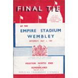 1937 FA CUP FINAL Official programme, Preston v Sunderland, 1/5/1937 at Wembley. Slight fold, a