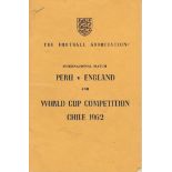 WORLD CUP 1962 ITINERARY Official FA Itinerary booklet for Peru v England and the 1962 World Cup