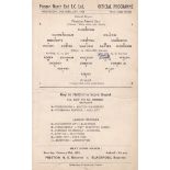 ARSENAL Scarce single card programme for the away match v. Preston North End 24/2/1954, slight