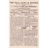 ARSENAL Programme for the away League match v. Aston Villa 28/2/1948 in Arsenal's Championship