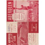 ABERDEEN Three home programmes, v Rangers 30/8/50 (SLC), v Rangers 19/2/55 (Scot Cup) and v Queen of