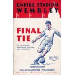 FA CUP FINAL 1939 Official programme for the Final, signed on team lists by Worrall, Portsmouth