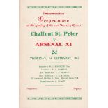 ARSENAL Official programme for the away friendly v. Chalfont St. Peter 8/9/1960. Annotations. Good