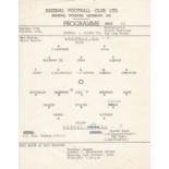 ARSENAL Official single sheet programme for the home Metropolitan League Challenge Cup match v.