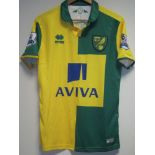 MATCH WORN SHIRT / GRAHAM DORRANS / NORWICH CITY Yellow and green short sleeve shirt from season