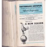 TOTTENHAM Collection of 81 Tottenham home programmes 61/2 to 64/5 inclusive. Inc Charity Shield 1961