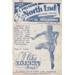 ARSENAL Programme for the away League match v. Preston North End 13/9/1947 in Arsenal's Championship