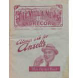 ASTON VILLA / CHELSEA / WOLVES Programme covering Aston Villa v Chelsea 25 Dec 1934 and Villa