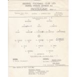 ARSENAL Official single sheet programme for the home Youth Cup match v. Norwich City 19/9/1961