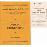 BERWICK-DUNDEE 54 Programme and ticket Berwick Rangers v Dundee, 27/2/54, Scottish Cup. Minor