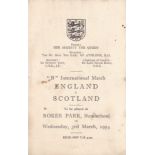 F.A. PLAYER'S ITINERARY Four page itinerary for England v. Scotland 3/3/1954 "B" International at