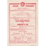 LIVERPOOL V. ARSENAL Programme for the League match at Liverpool 25/12/1947 in Arsenal's