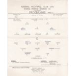 ARSENAL Official single sheet programme for the home Youth Cup match v. Fulham 2/4/1963 slight