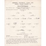ARSENAL Official single sheet programme for the home Youth Cup match v. Briggs Sports 6/11/1957 with