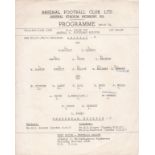 ARSENAL V. TOTTENHAM HOTSPUR 1958 Official single sheet programme for the Youth Cup match at