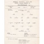 ARSENAL V CHELSEA 1962 Official single sheet programme for the home Youth Cup match at Highbury 17/